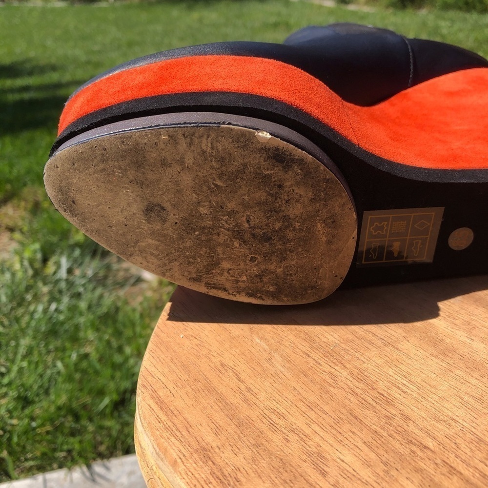 Chunky platform booths. Orange suede and black leather upper by Dolce Vita - Picture 7 of 9